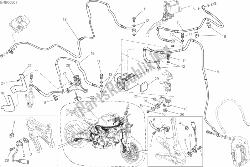 All parts for the Antilock Braking System (abs) of the Ducati Monster 821 Dark Brasil 2016